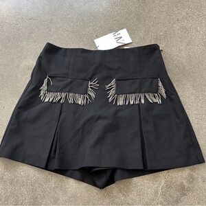 Black Fringe Pocket Women's Skort